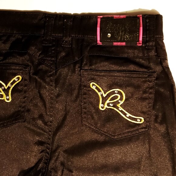 ROCAWEAR JEANS Girls 14 3 Pair Lot 2 Denim 1 Black Metallic Stitch Slim Leg - Picture 10 of 12